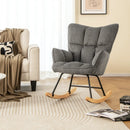 Linen Nursery Rocking Chair with High Backrest and Padded Armrests by LJGDeals