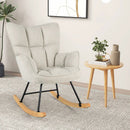 Linen Nursery Rocking Chair with High Backrest and Padded Armrests by LJGDeals
