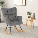 Linen Nursery Rocking Chair with High Backrest and Padded Armrests by LJGDeals