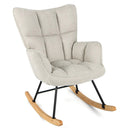 Linen Nursery Rocking Chair with High Backrest and Padded Armrests by LJGDeals