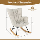 Linen Nursery Rocking Chair with High Backrest and Padded Armrests