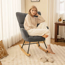 Linen Nursery Rocking Chair with High Backrest and Padded Armrests by LJGDeals