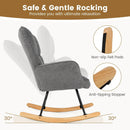 Linen Nursery Rocking Chair with High Backrest and Padded Armrests by LJGDeals