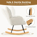 Linen Nursery Rocking Chair with High Backrest and Padded Armrests by LJGDeals