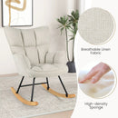 Linen Nursery Rocking Chair with High Backrest and Padded Armrests by LJGDeals