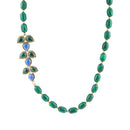 Linked Blue Lapis and Green Malachite Golden Necklace
