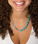 Linked Sterling Blue Turquoise Nugget Necklace
