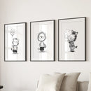 Black White Gender-Neutral Nursery Art Set. Lion Tiger Zebra by Wall Art Set