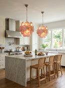 Liora Petite Disc Pink Glass Chandelier