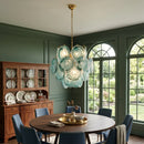 Liora Teal Disc Blue Glass Chandelier