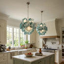 Liora Teal Disc Blue Glass Chandelier