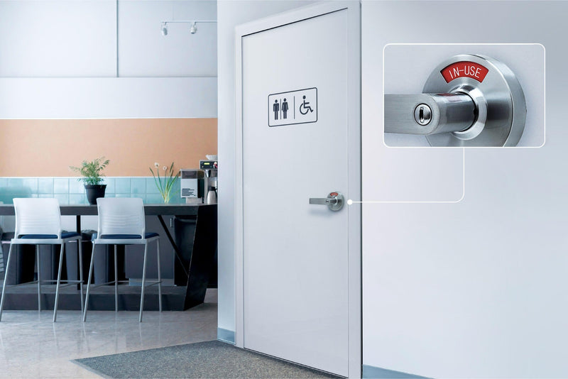 ADA Door Lock with Indicator in Satin Chrome - Left-Handed