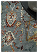 Gray and Ivory Hand Knotted Wool Area Rug - Traditional Oushak by The Rug Decor