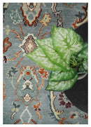 Gray and Ivory Hand Knotted Wool Area Rug - Traditional Oushak by The Rug Decor
