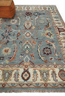 Gray and Ivory Hand Knotted Wool Area Rug - Traditional Oushak by The Rug Decor