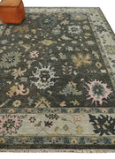 Hand Knotted Wool Area Rug Dark Gray Beige Traditional Design by The Rug Decor