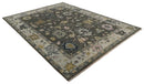 Custom Made Living Room Rug Hand Knotted Dark Gray and Beige Traditional Wool Rug