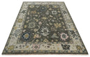Hand Knotted Wool Area Rug Dark Gray Beige Traditional Design by The Rug Decor