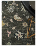 Custom Made Living Room Rug Hand Knotted Dark Gray and Beige Traditional Wool Rug