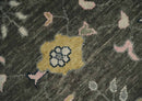 Custom Made Living Room Rug Hand Knotted Dark Gray and Beige Traditional Wool Rug