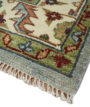 Hand-Knotted Wool Oushak Rug - Silver Olive Ivory Traditional by The Rug Decor