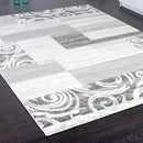 Living Room Rug Low-Pile in Grey White Cream