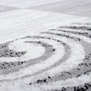 Living Room Rug Low-Pile in Grey White Cream