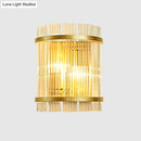 GobekUsa Living Room Wall Mount Light: Modern Gold Ribbed Glass Sconce with 2 Bulbs