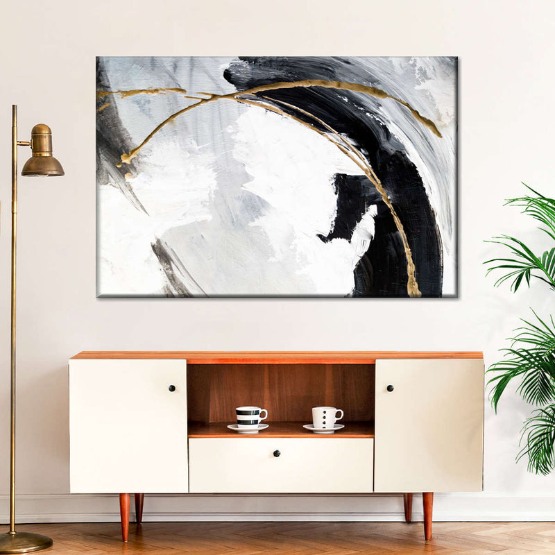 Black White And Gold Abstract Wall Art