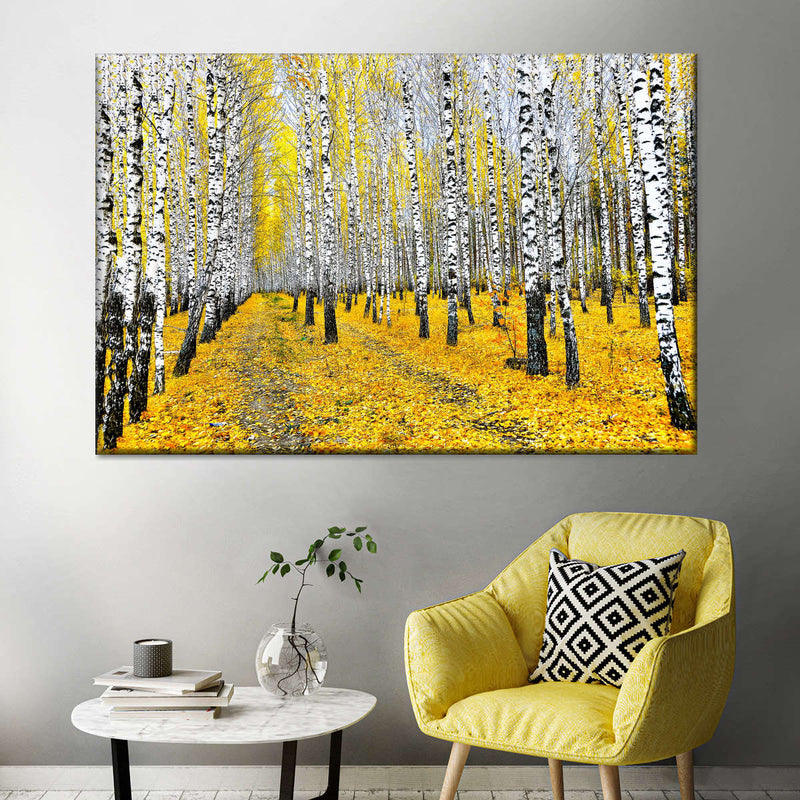 Autumn Birch Forest Trees Wall Art