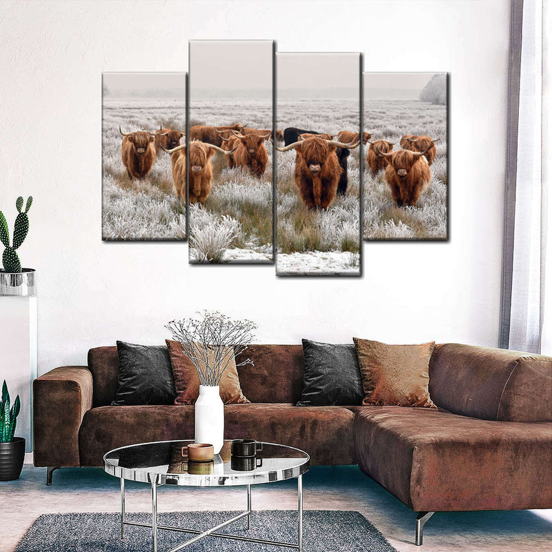 Winter Highland Cows Wall Art