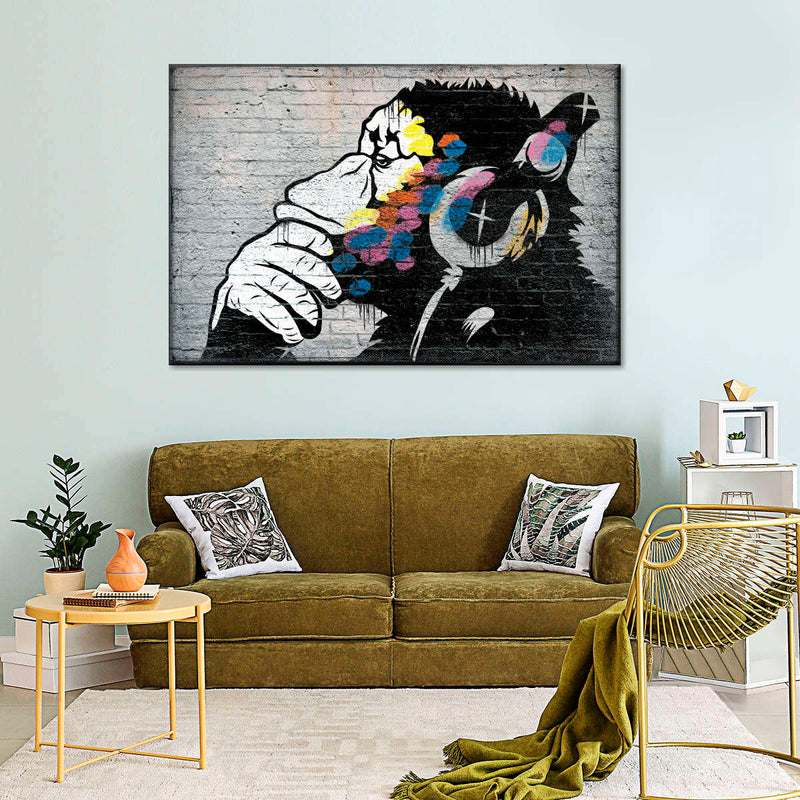 Monkey Wearing Headphones Wall Art