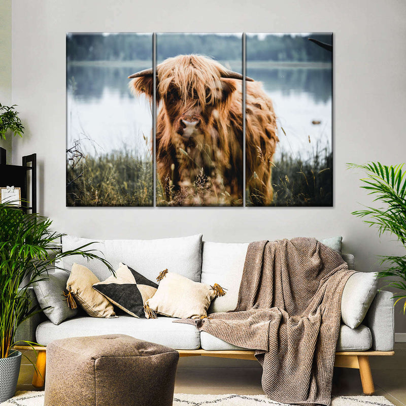 Lakeside Highland Cow Wall Art