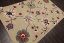 5' x 8' Handmade Wool Loop Pile Floral Traditional Oriental Area Rug Taupe