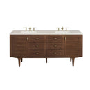James Martin Amberly 72" Dual Mount Double Bathroom Vanity, Mid-Century Walnut