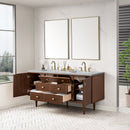 James Martin Amberly 72" Dual Mount Double Bathroom Vanity, Mid-Century Walnut