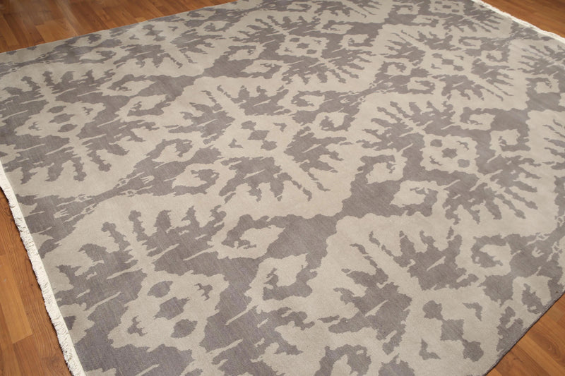 9' x 12' Hand knotted 100% Wool Modern Area Rug full pile 9x12 Gray