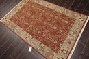 3'10" x 5'10" Hand Knotted Wool Reversible Panel Area Rug Brown