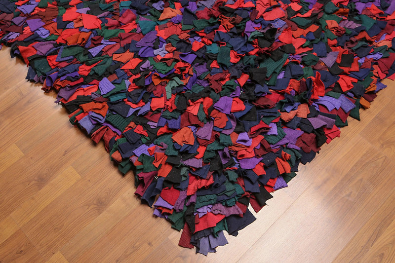 6x9 Black Burgundy Handmade 100% Wool Boho Modern Oriental Area Rug