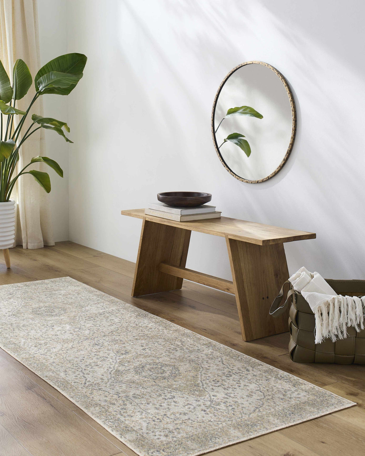 Cara Washable Area Rug, installed in a room