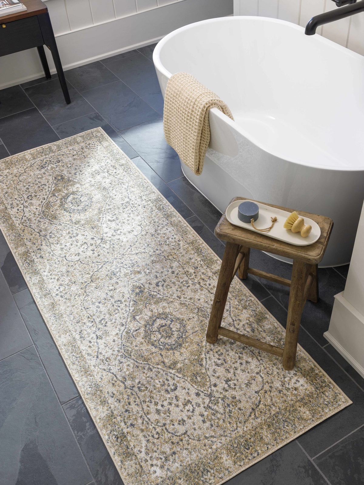 Cara Washable Area Rug, installed in a room