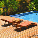 3 Pieces Folding Patio Eucalyptus Wood Lounge Chair Set with Foldable Side Table by LJGDeals
