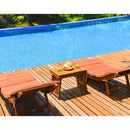 3 Pieces Folding Patio Eucalyptus Wood Lounge Chair Set with Foldable Side Table by LJGDeals