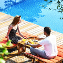 3 Pieces Folding Patio Eucalyptus Wood Lounge Chair Set with Foldable Side Table by LJGDeals