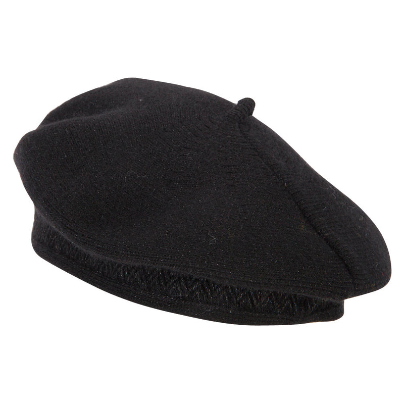 Ladies Metallic Thread Detailed Acrylic Angora Beret Hat