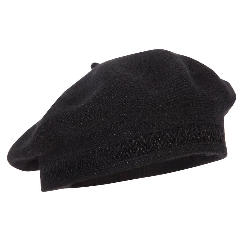 Ladies Metallic Thread Detailed Acrylic Angora Beret Hat