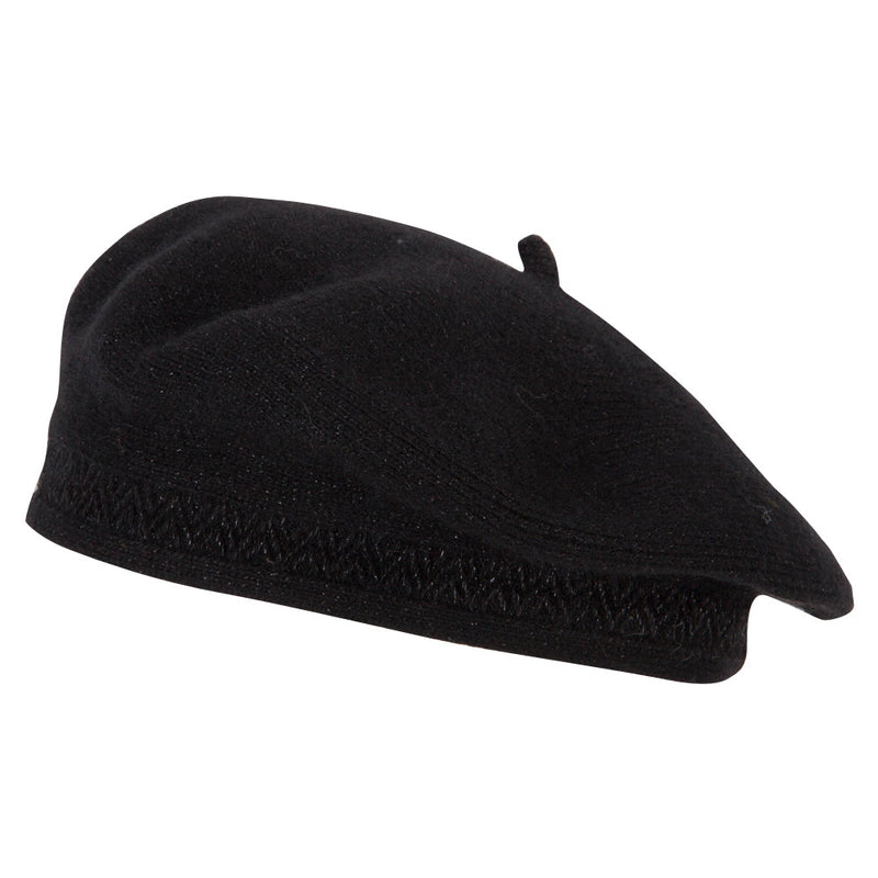 Ladies Metallic Thread Detailed Acrylic Angora Beret Hat
