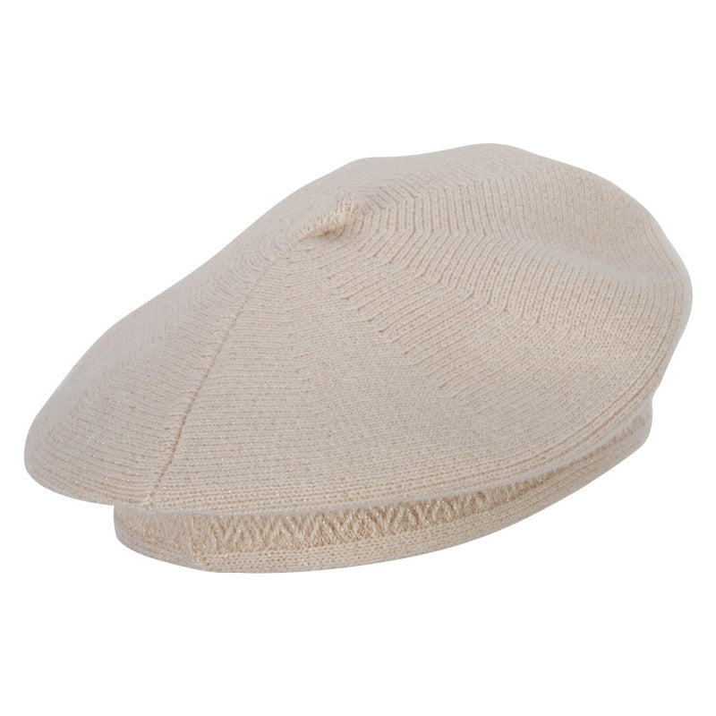 Ladies Metallic Thread Detailed Acrylic Angora Beret Hat