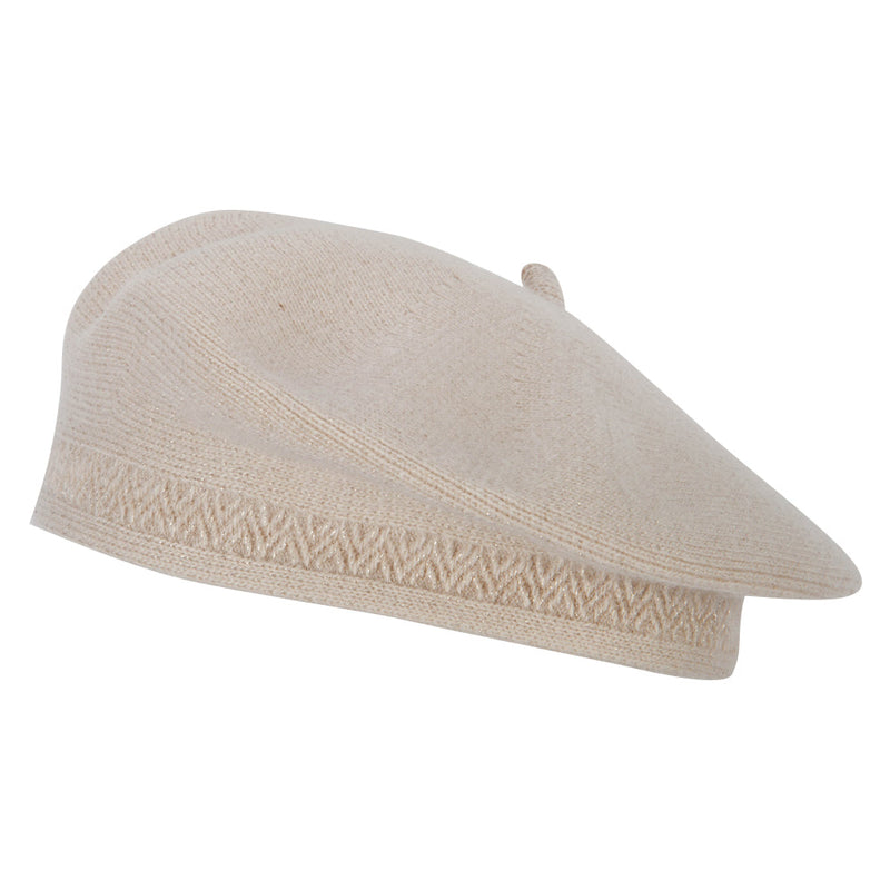 Ladies Metallic Thread Detailed Acrylic Angora Beret Hat