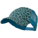 Low Profile Canvas Leopard Printed Mesh Cap